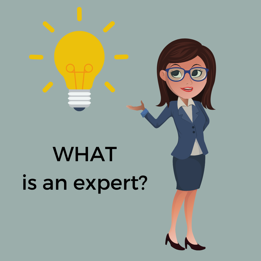 What is an expert? Woman graphic and lightbulb
